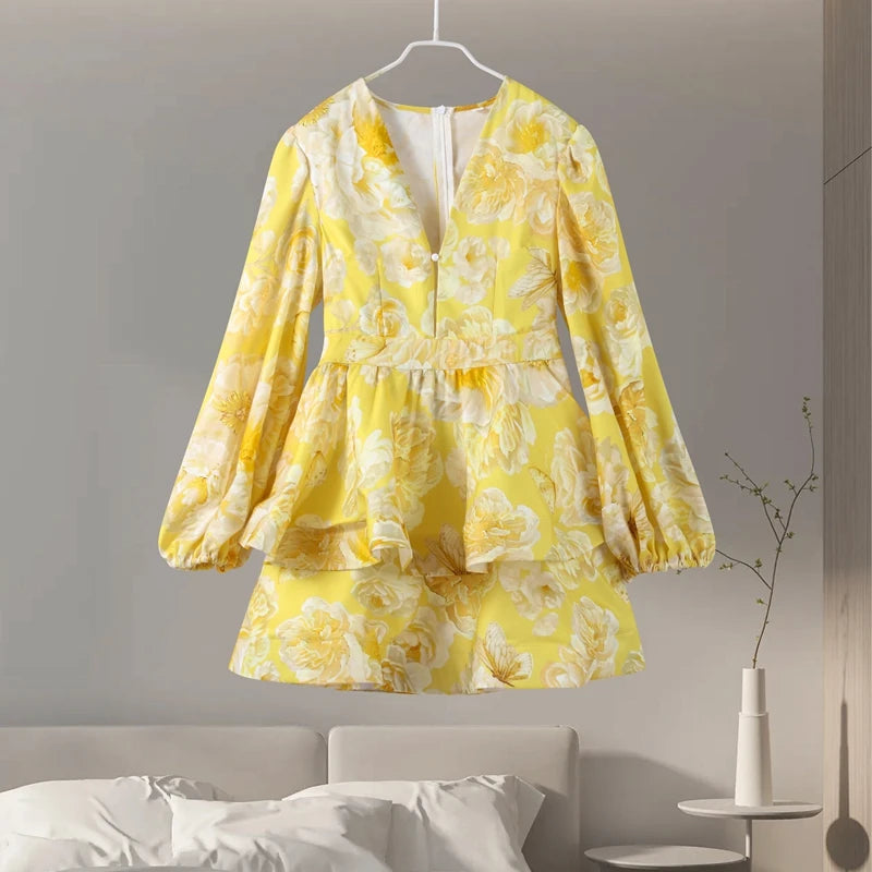 Deep V Neck Long Sleeves