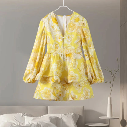 Deep V Neck Long Sleeves