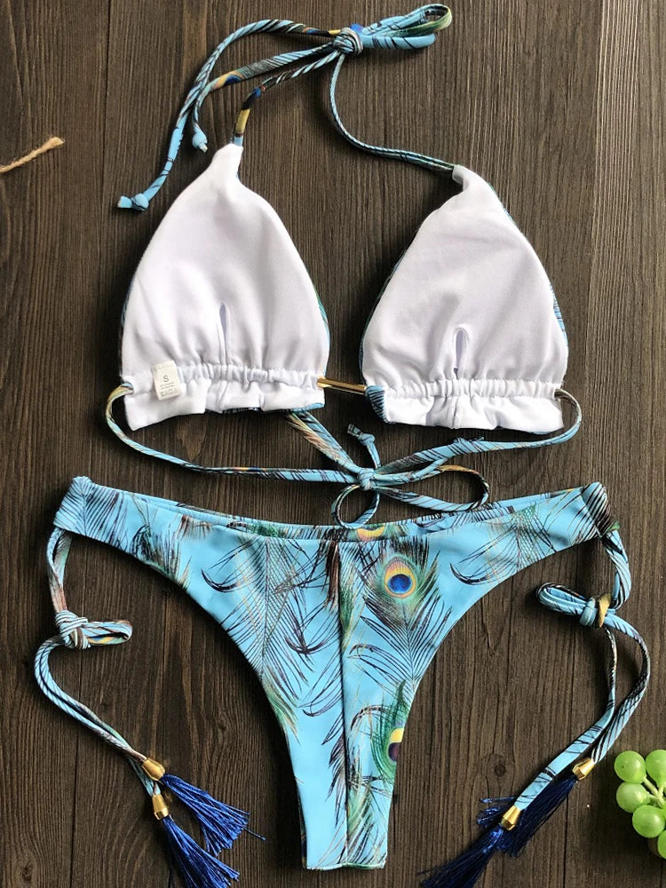 Sexy Feather Bikini Set