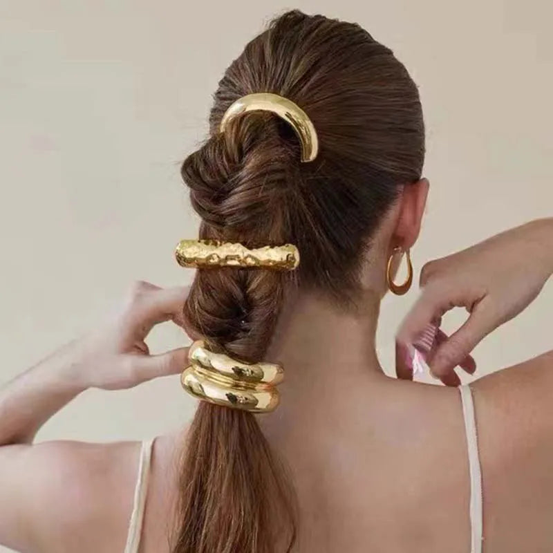 Irregular Geometry Dome Hair Cuff