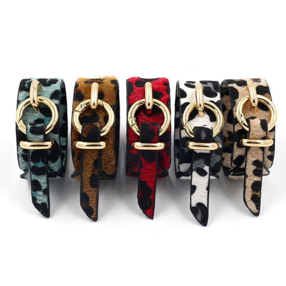 Wide Leather Leopard Bracelet