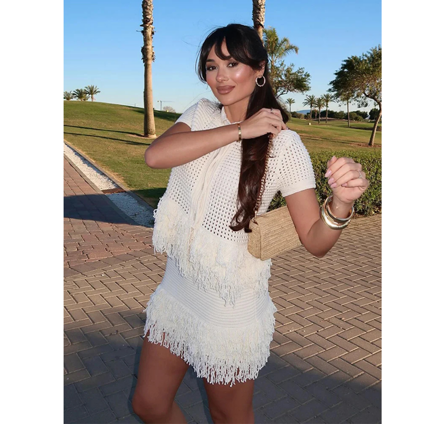 Elegant Knit Cardigan Skirt Set