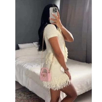 Elegant Knit Cardigan Skirt Set