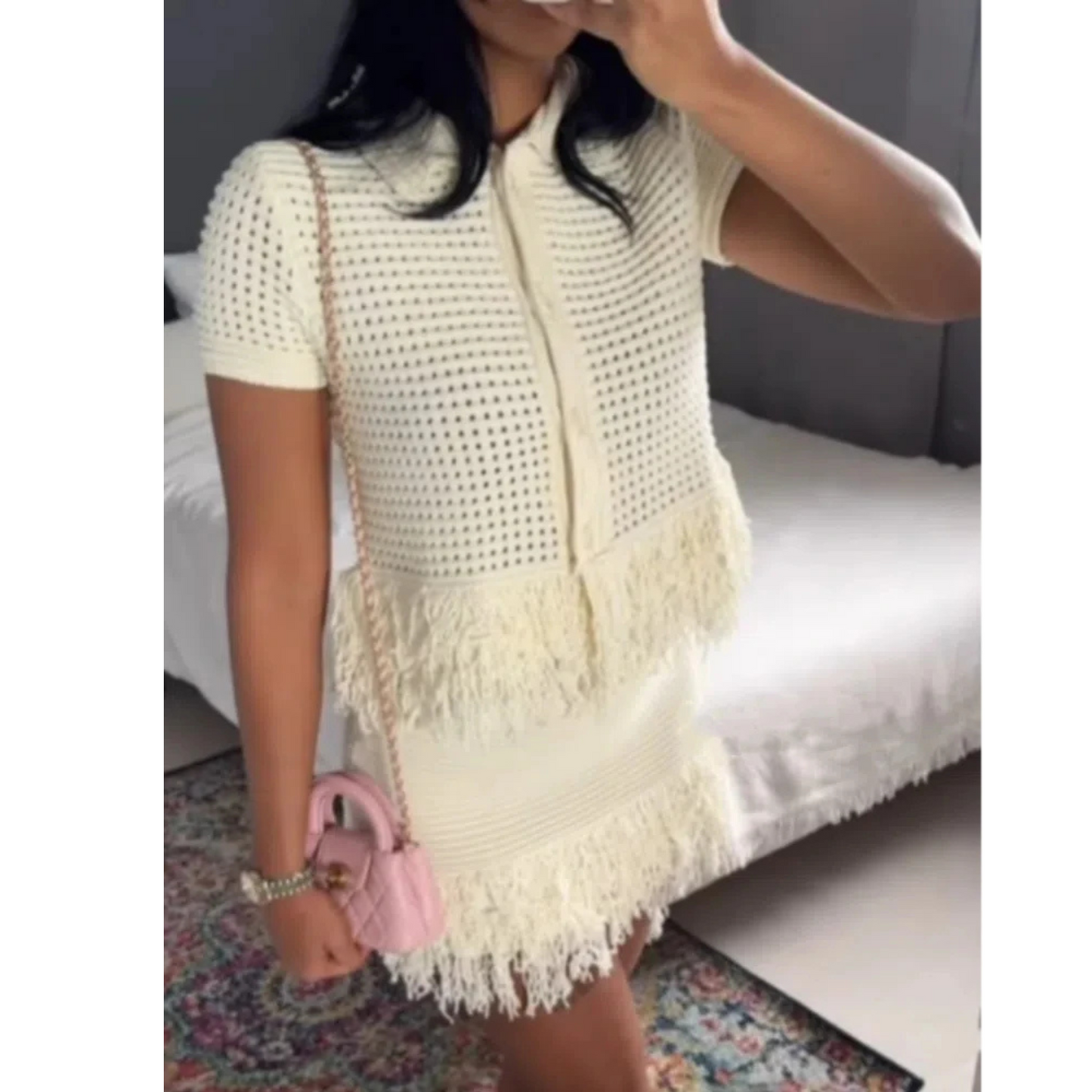 Elegant Knit Cardigan Skirt Set