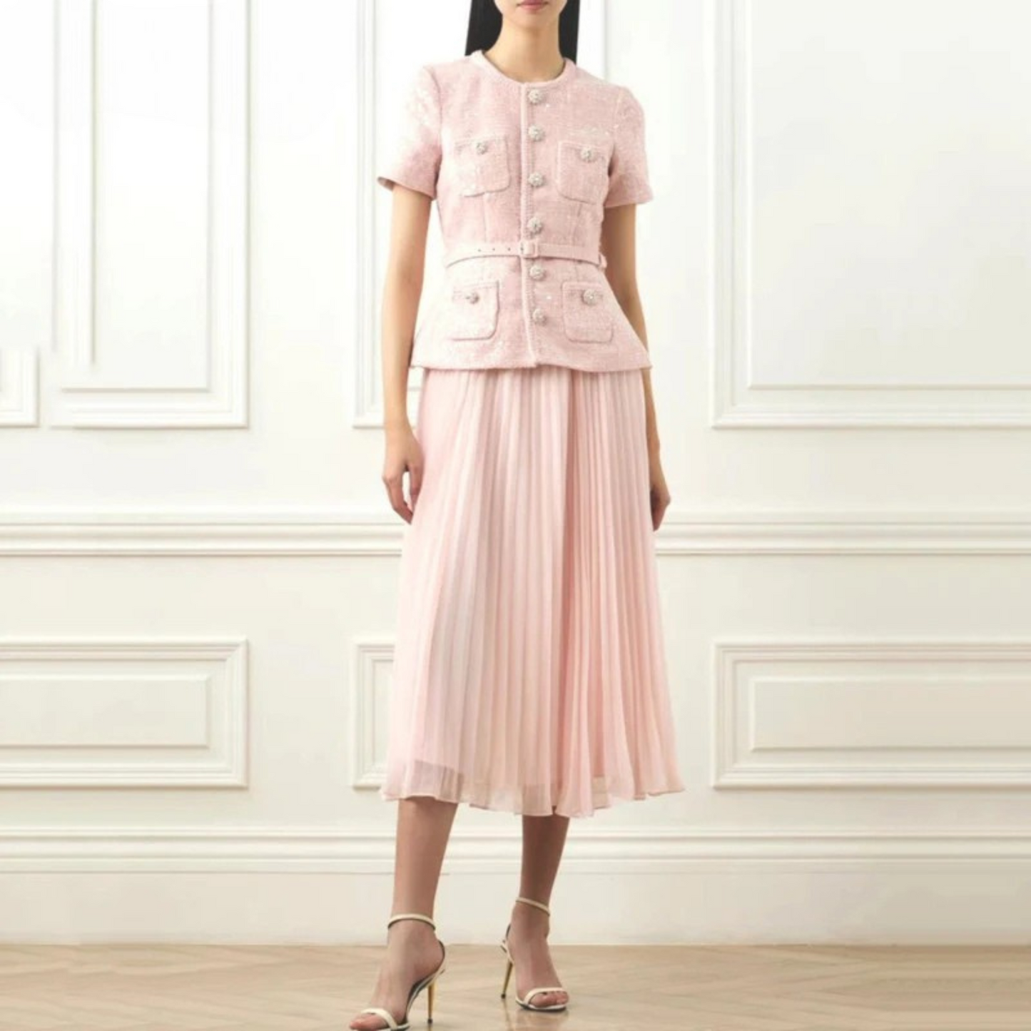 Elegant Tweed Skirt Set