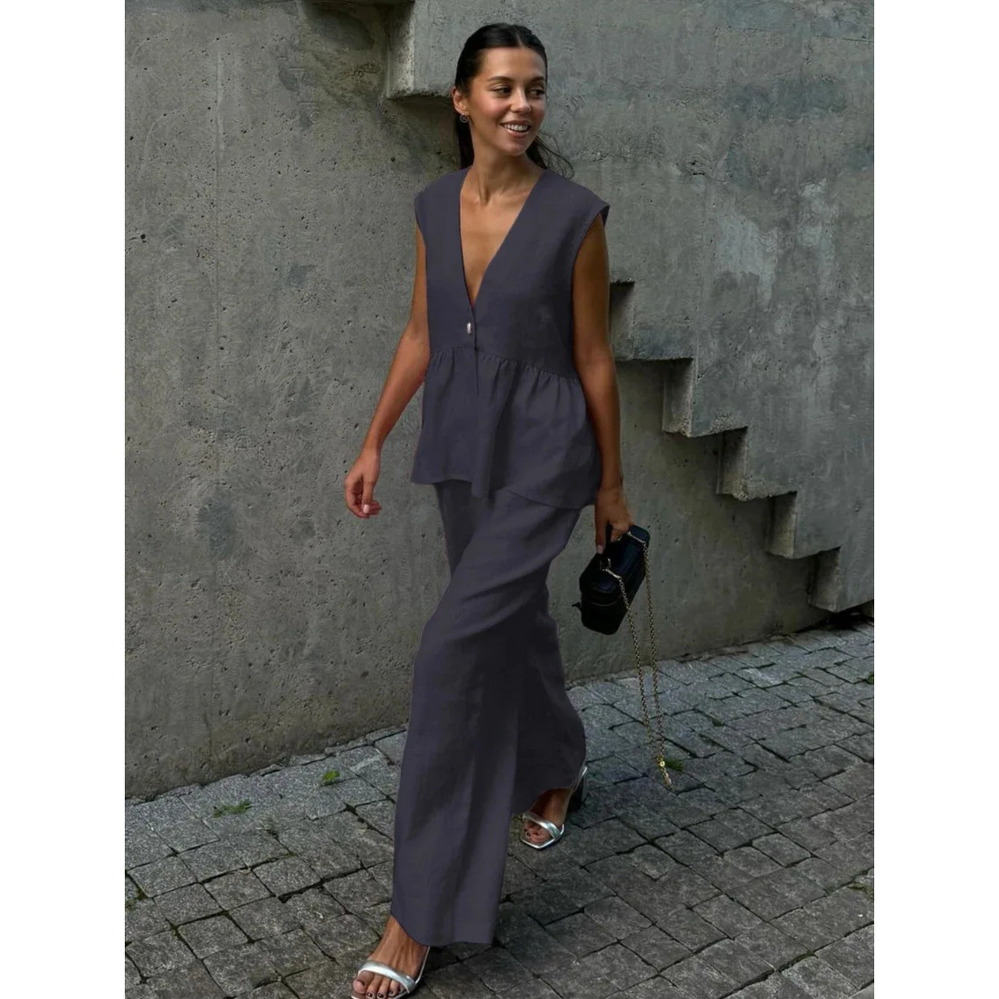 Chic Pink Linen 2-Piece Set