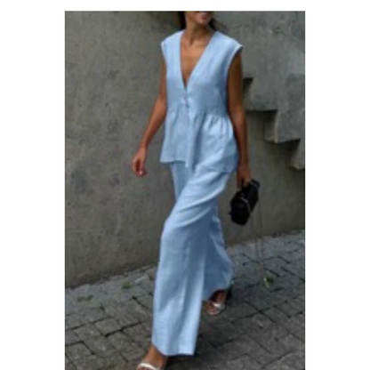 Chic Pink Linen 2-Piece Set