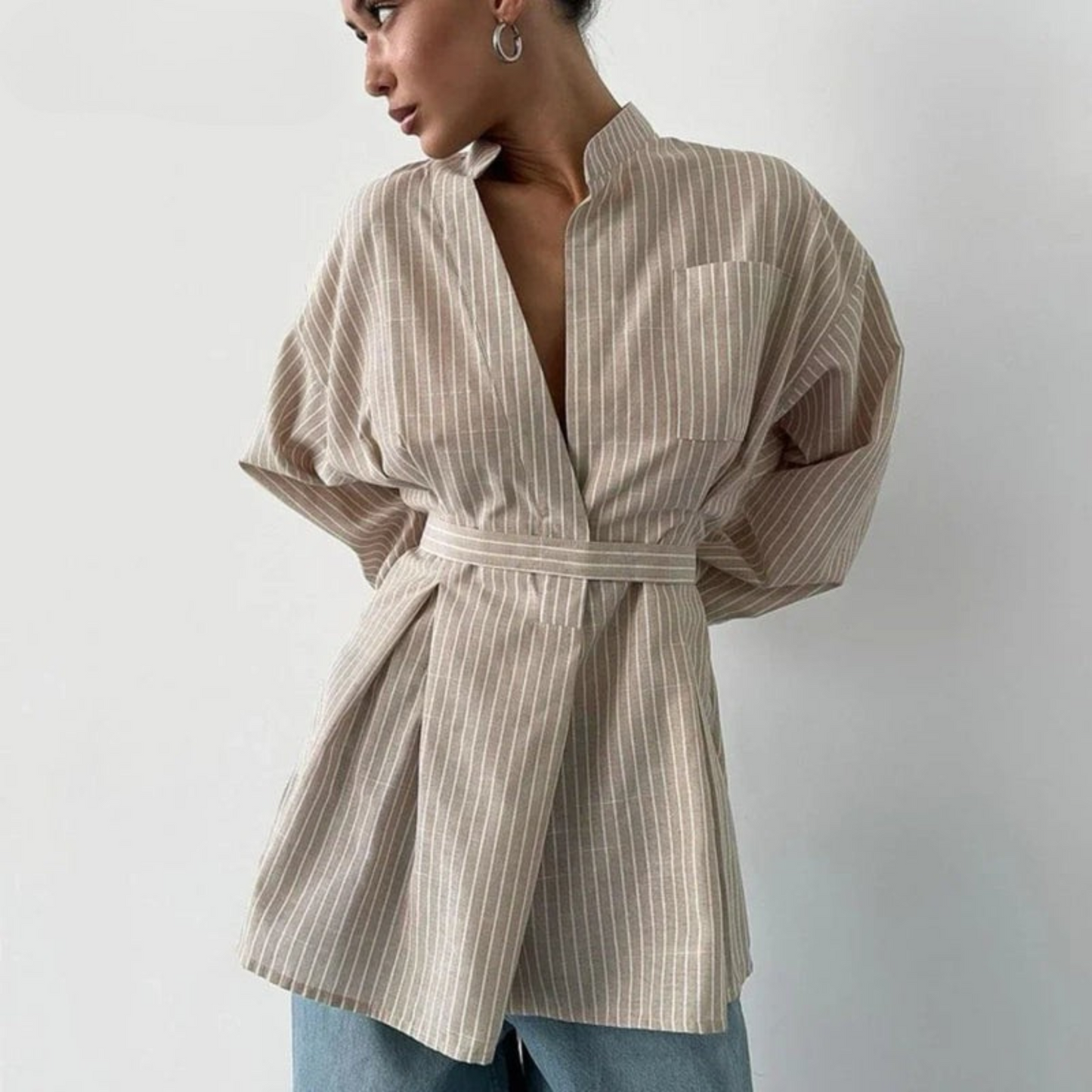 Stripe Neck Blouse