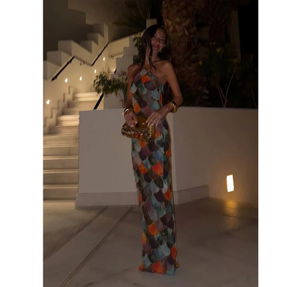 Retro Halter Long Dress