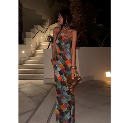 Retro Halter Long Dress