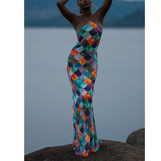 Retro Halter Long Dress