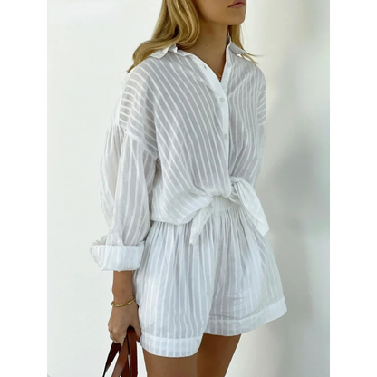 Striped Jacquard Shorts Set