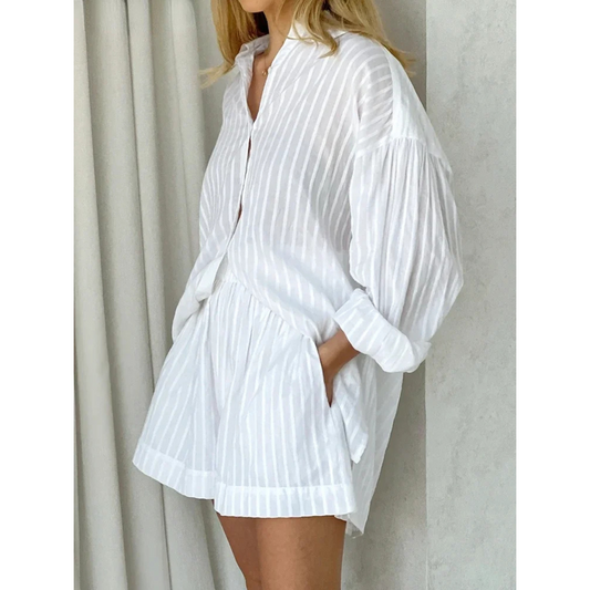 Striped Jacquard Shorts Set