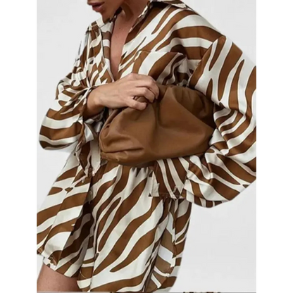 Printed Lapel Shirt Set