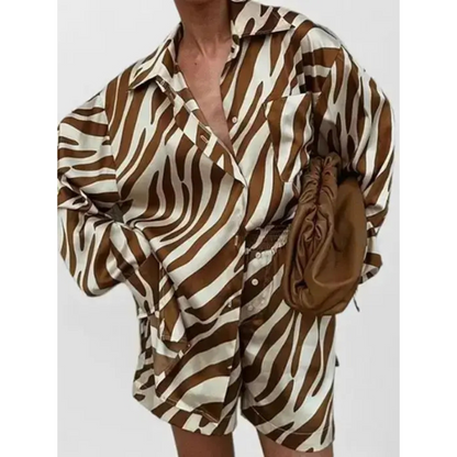Printed Lapel Shirt Set