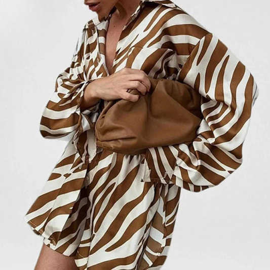 Printed Lapel Shirt Set